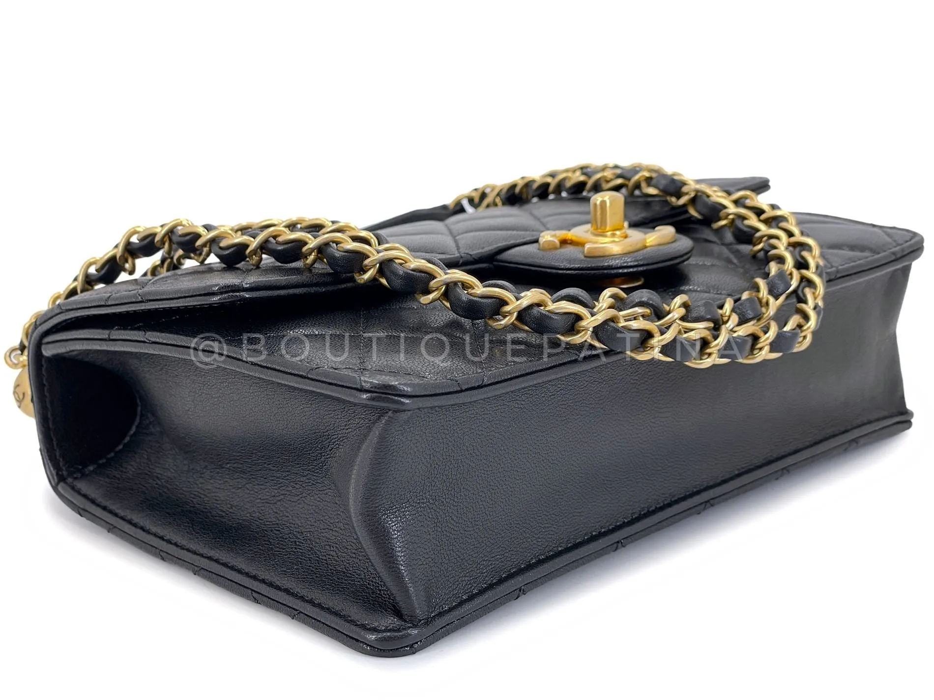 19S Chanel Chic Pearls Quilted Flap Bag Black GHW DJ9