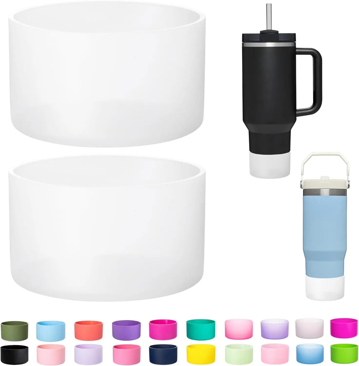 2-Pack Silicone Boot for Stanley 40 30 oz Quencher Adventure Tumbler, IceFlow 30 20 oz, Stanley Cup Protector