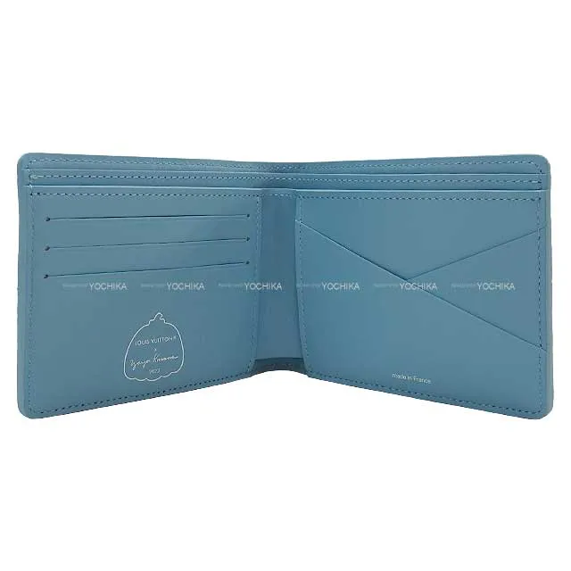 2023 SS NEW LOUIS VUITTON Bi-fold wallet Yayoi Kusama PORTEFEUILLE MULTIPLE Blue/Multicolor Taurillon Monogram M82087[BRAND NEW][Authentic]