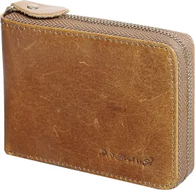 Admetus Men's Zipper Wallet Leather Bifold Wallets Slim RFID Blocking Zip Around Credit Card Holder Compact Small Wallet