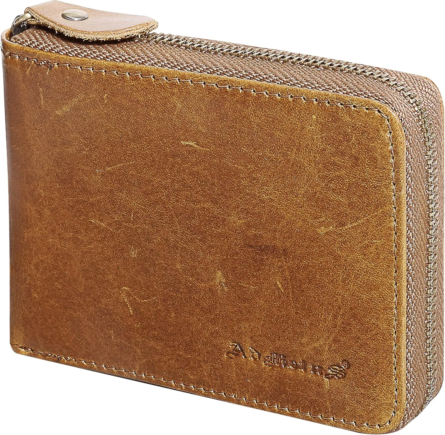 Admetus Men's Zipper Wallet Leather Bifold Wallets Slim RFID Blocking Zip Around Credit Card Holder Compact Small Wallet