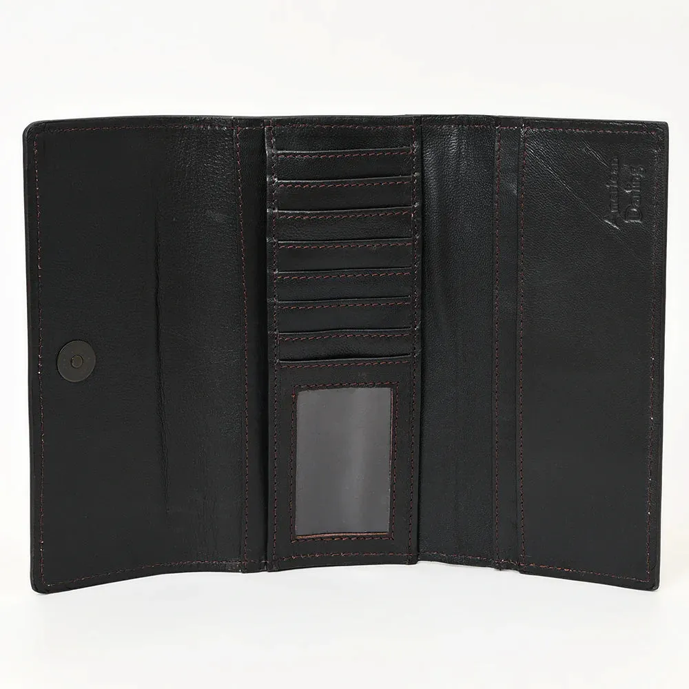 American Darling Basketweave & Floral Tooled Leather Wallet