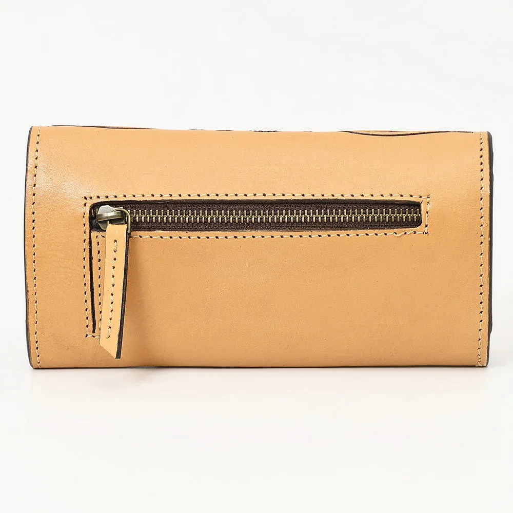 American Darling Basketweave & Floral Tooled Leather Wallet