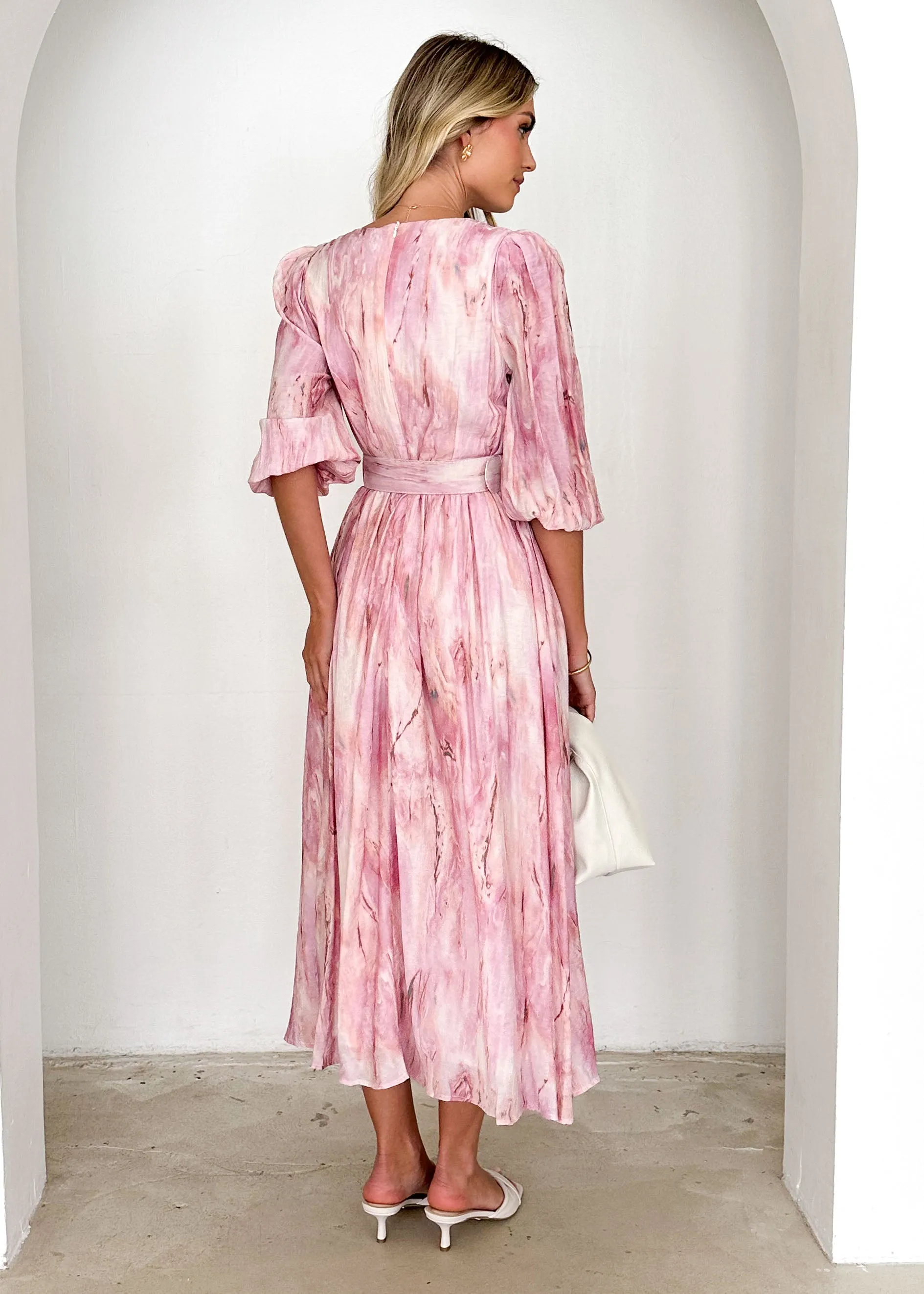 Analissa Midi Dress - Pink Marble