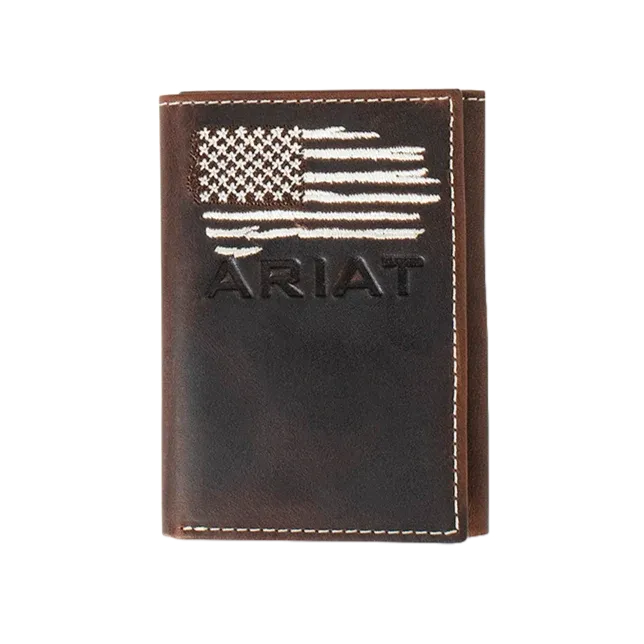 Ariat M&F Men's Distressed American Flag Trifold Wallet