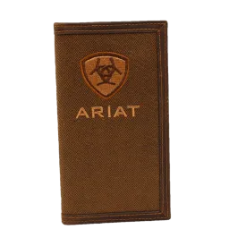 Ariat Men's Brown Logo Oilskin Cotton Rodeo Wallet