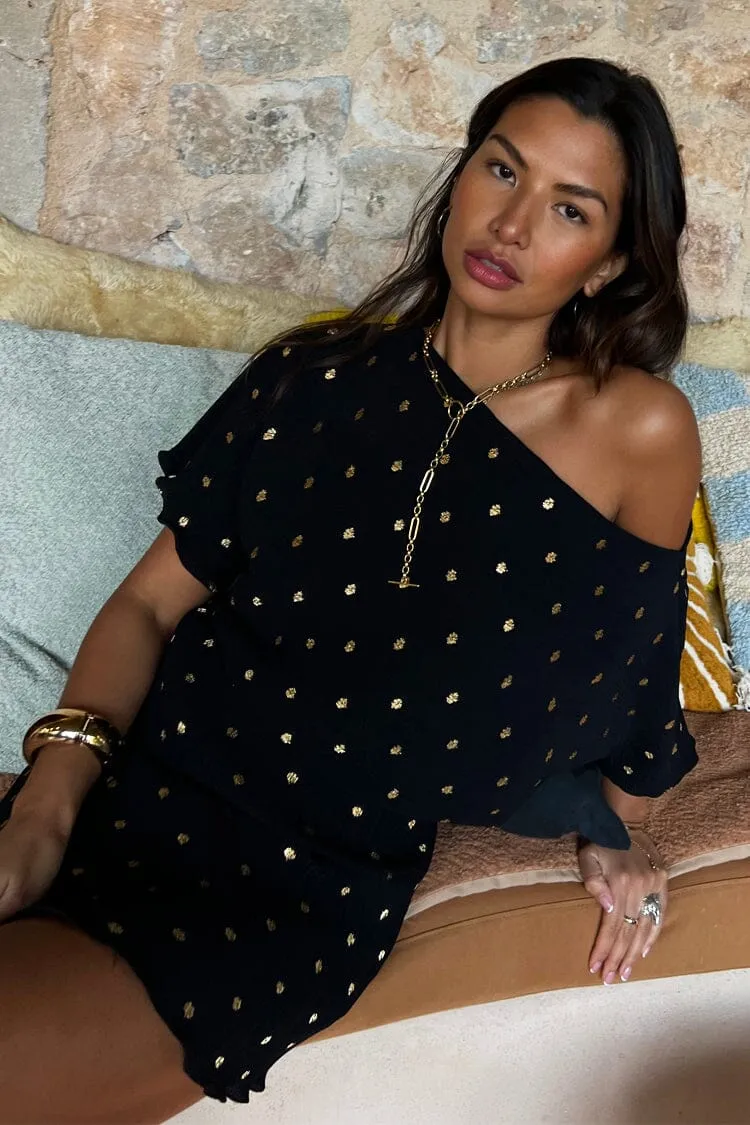ASPEN MINI PLISSÉ DRESS - BLACK
