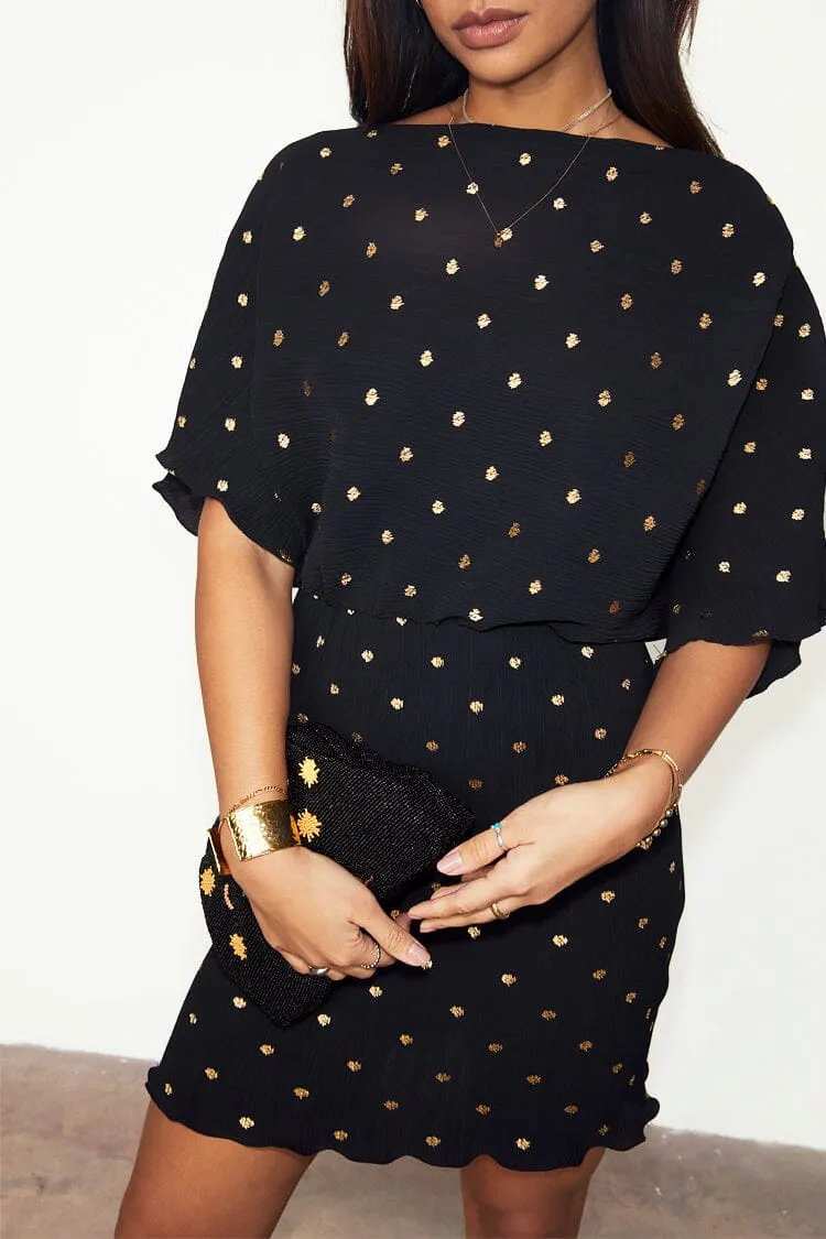 ASPEN MINI PLISSÉ DRESS - BLACK