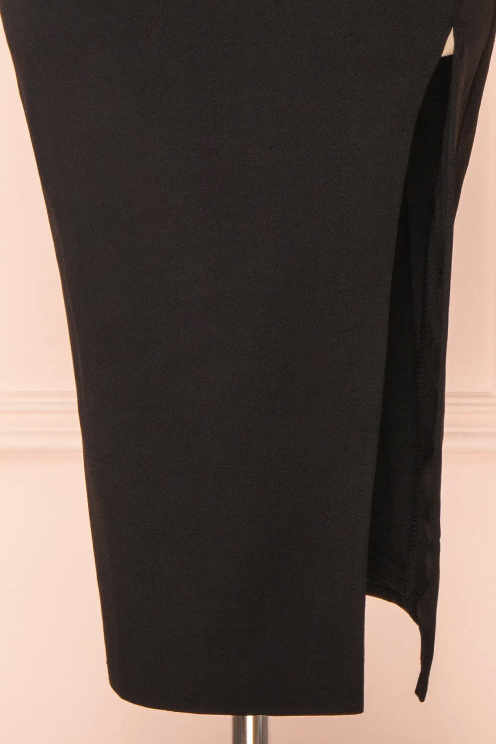 Astoria Black | Fitted Midi Dress w/ Cowl Neck