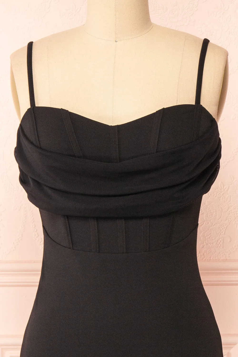 Astoria Black | Fitted Midi Dress w/ Cowl Neck