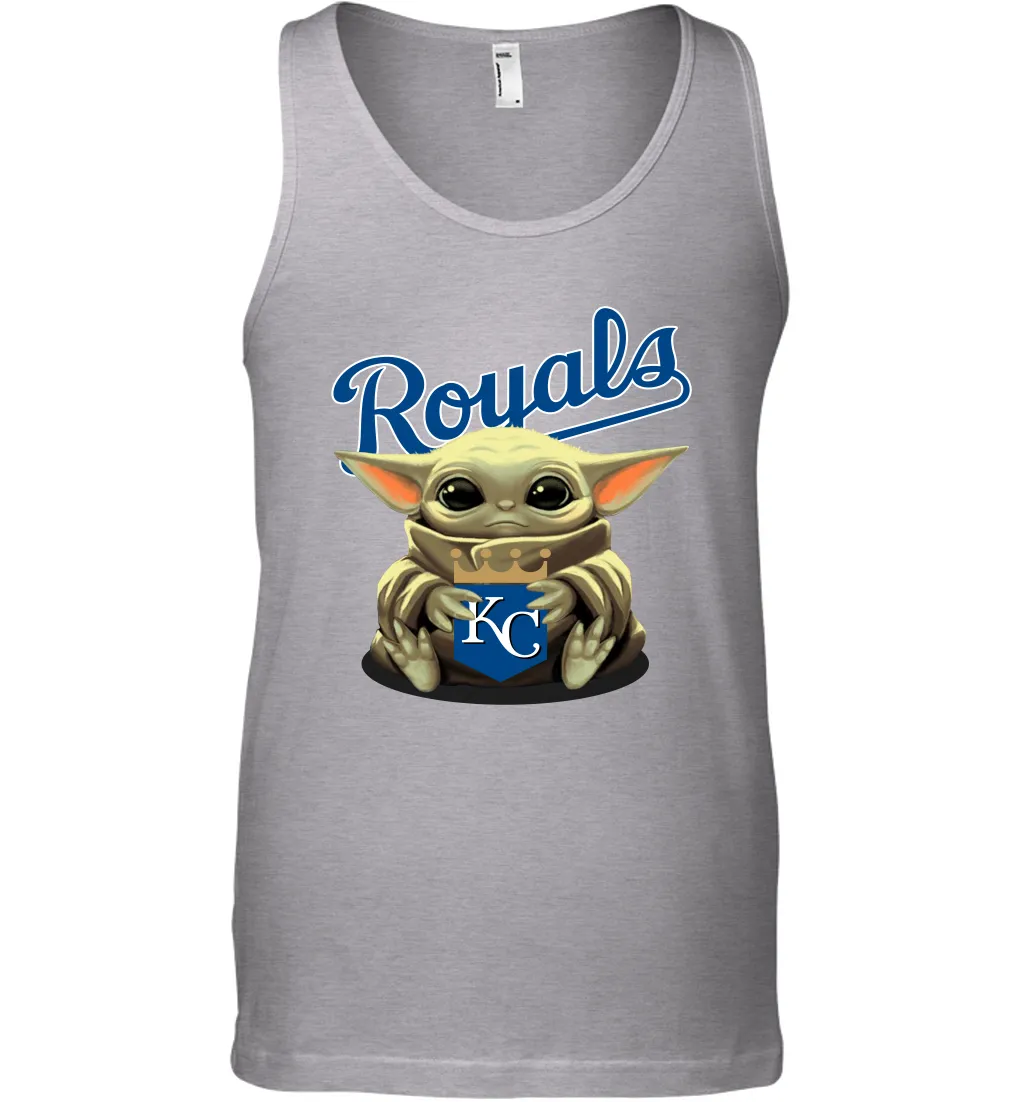 Baby Yoda Hugs Loves The Kansas City Royals Baseball Mens Tank Top