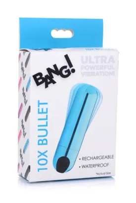 Bang! 10X Rechargeable Vibrating Metallic Bullet - Blue