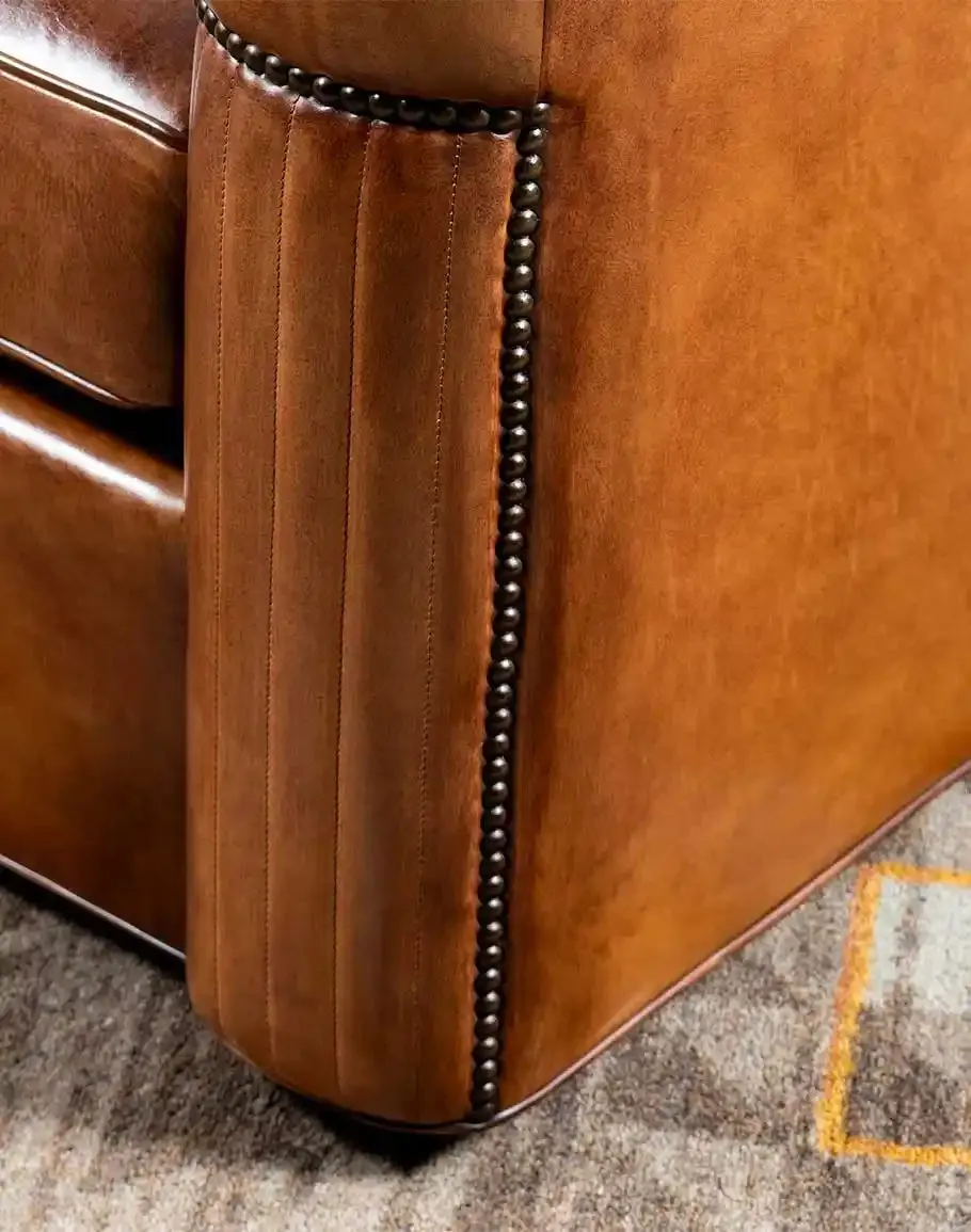 Baron Channeled Arm Leather Swivel Chair