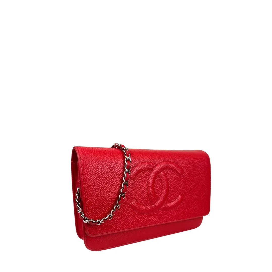 Chanel Magenta Caviar Timeless Wallet on Chain