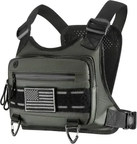 Chest Bag For Men and Women Water Resistant Running Vest Tactical Chest Bag Pack for Sports Outdoor (DarkGreen)