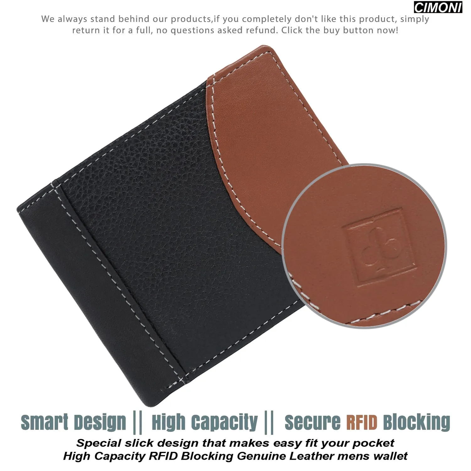 CIMONI Genuine Leather Casual Slim Multi Credit Cards Slot RFID Wallet for Men
