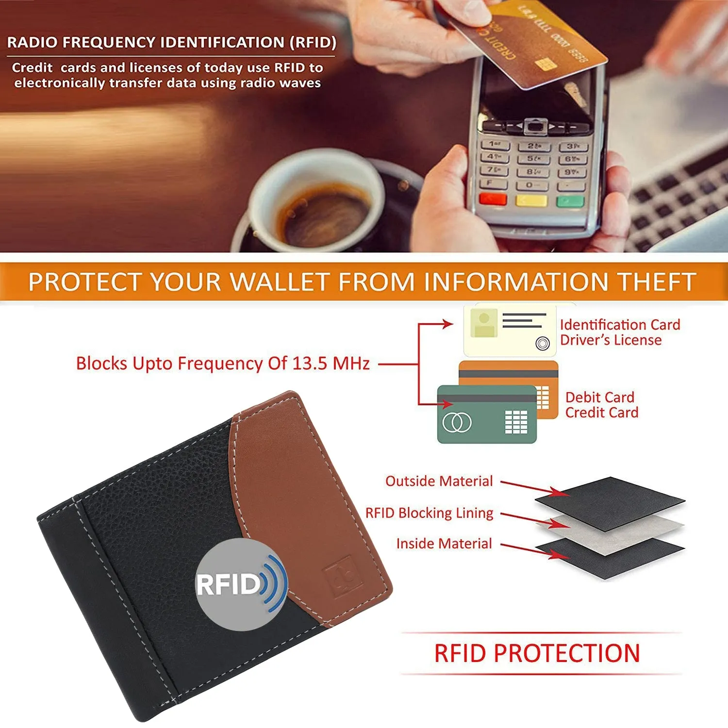 CIMONI Genuine Leather Casual Slim Multi Credit Cards Slot RFID Wallet for Men