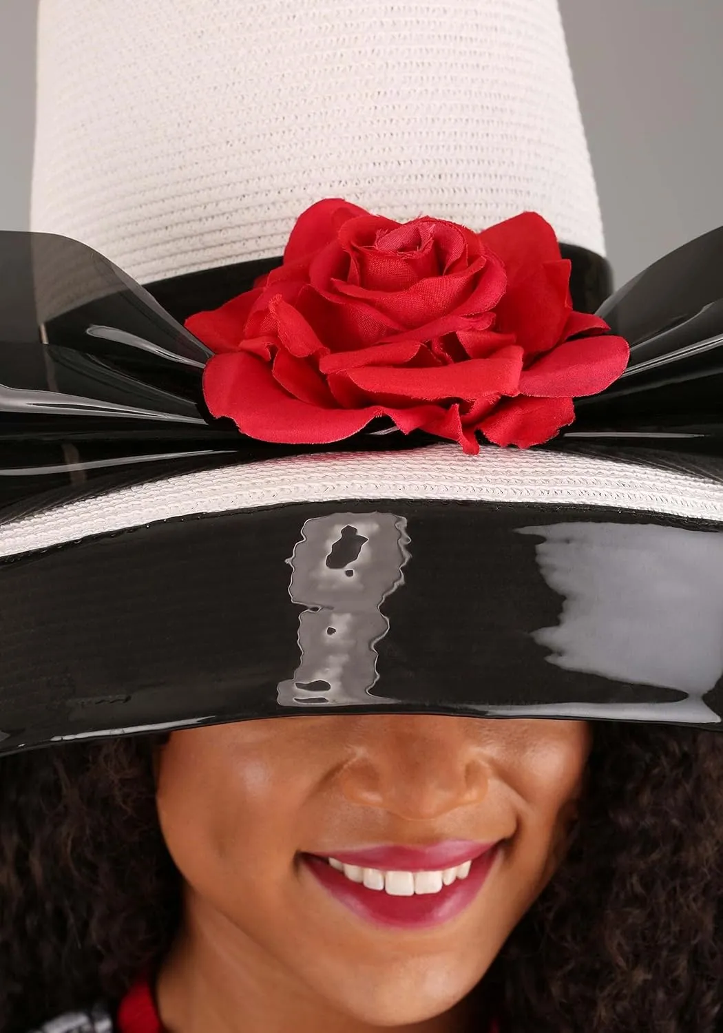 Clueless Dee's Women's Straw Hat with Faux Leather Brim & Vinyl Bow - Officially Licensed 90s Fashion Icon