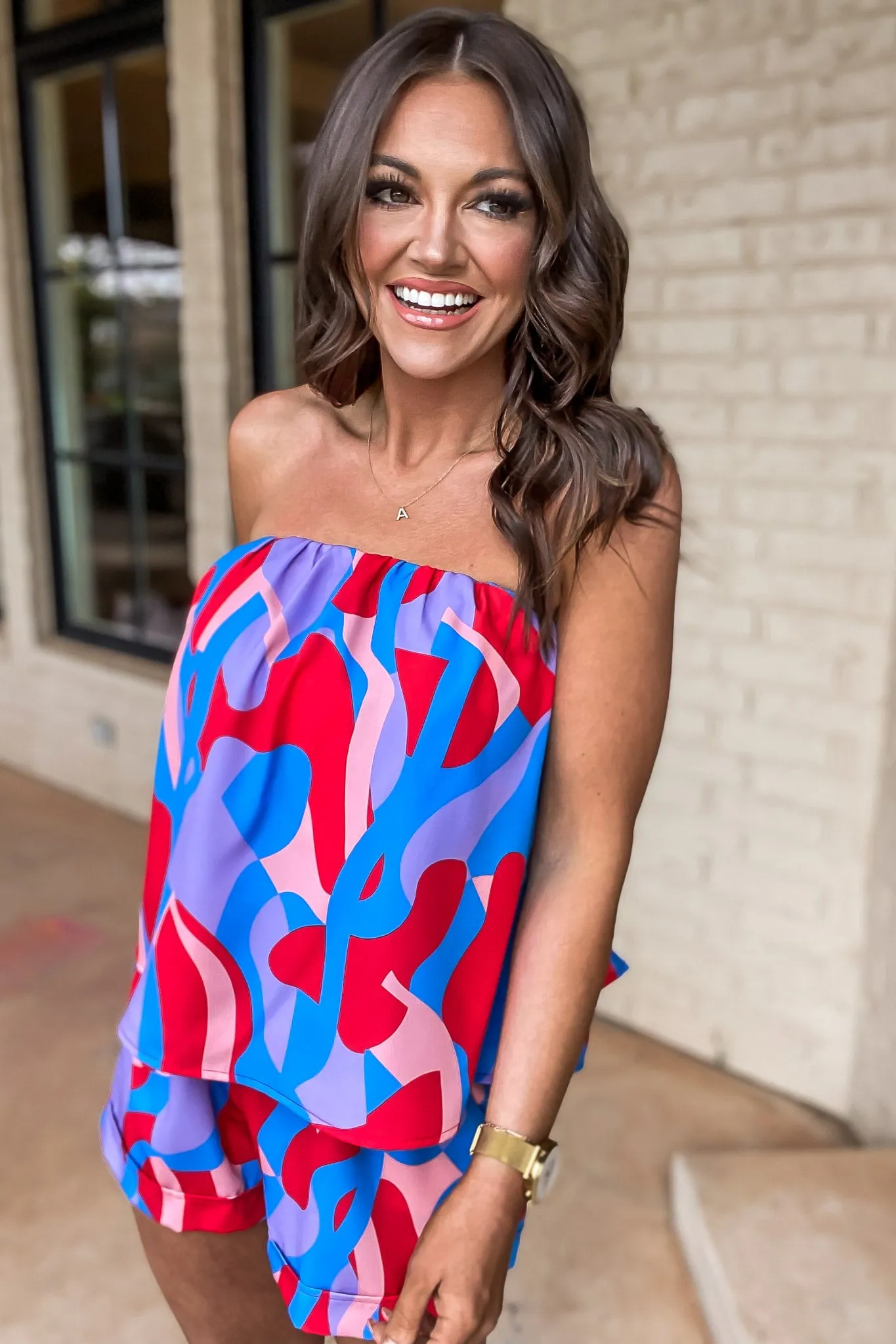Color Mixer Blue Strapless Top