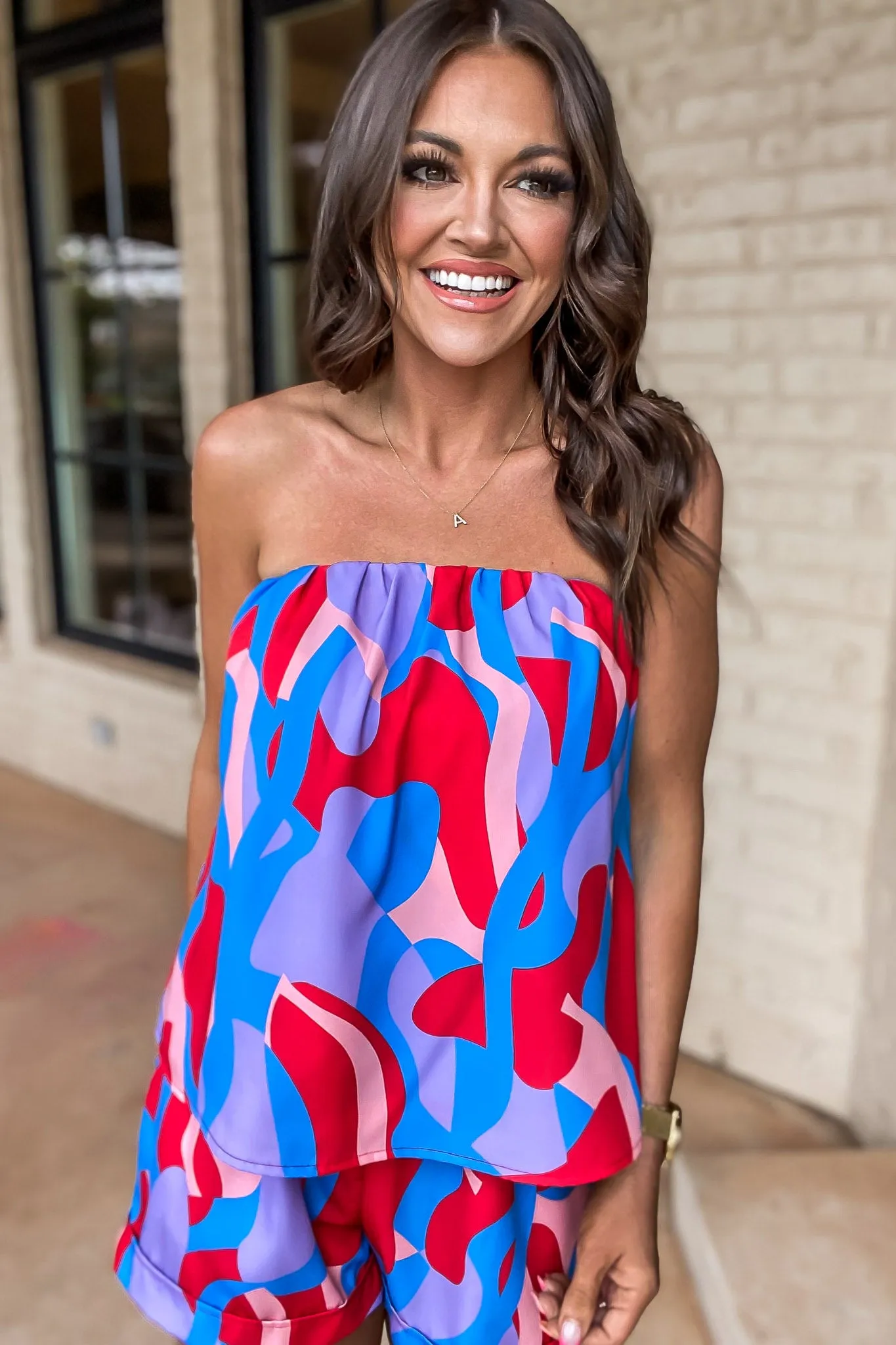 Color Mixer Blue Strapless Top