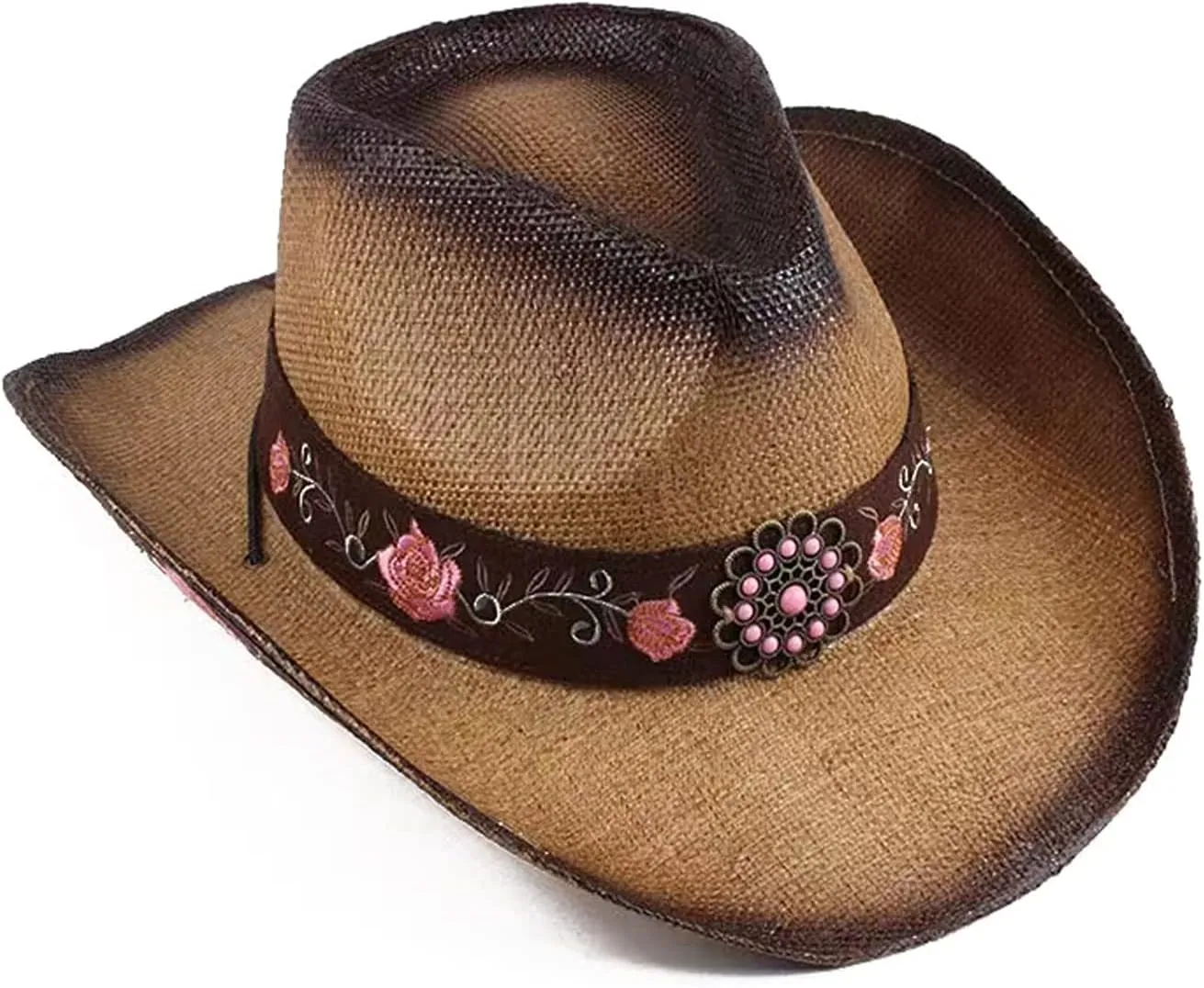 Cowboy Hats for Women, Brown Cowgirl Hats Classic Straw Western Hats for Women Music Festival Party Beach.