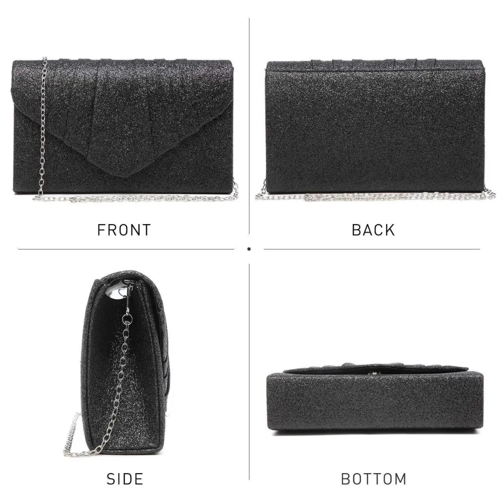 Dasein Glistening With Chain Black Clutch (Women's)