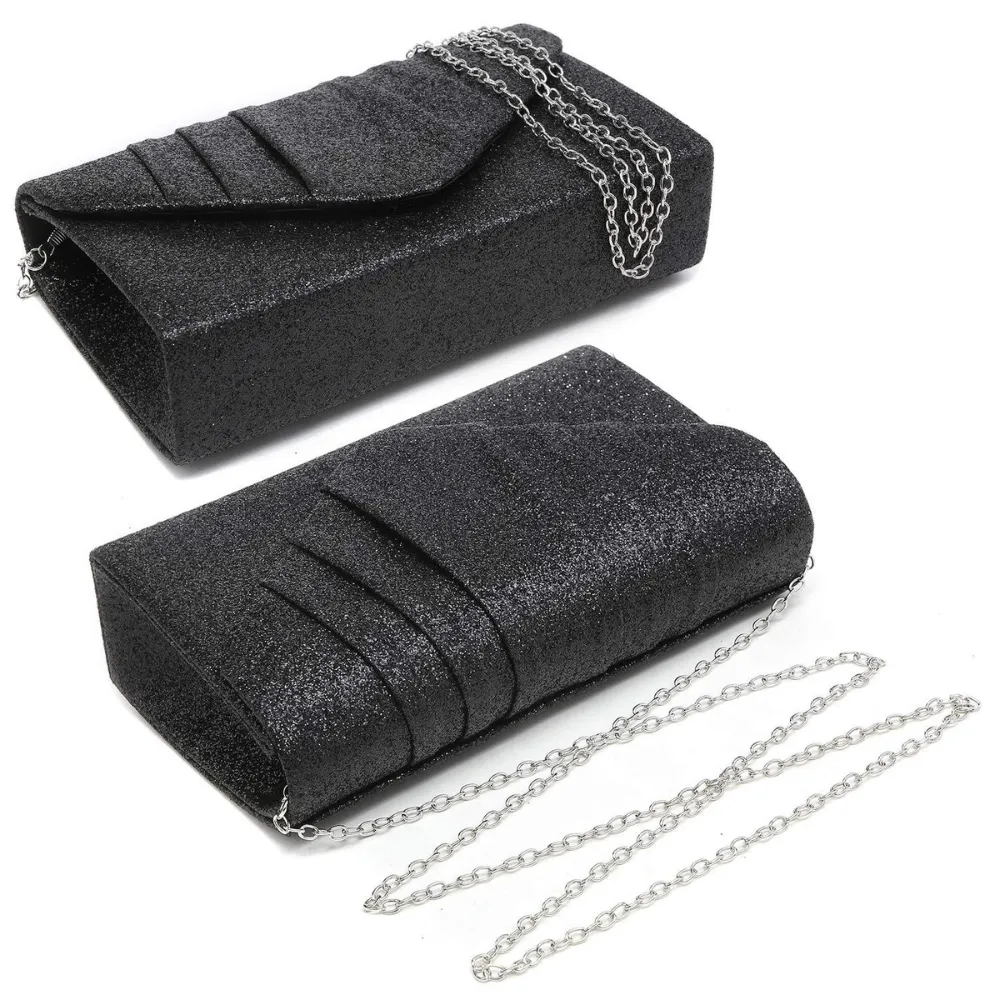 Dasein Glistening With Chain Black Clutch (Women's)