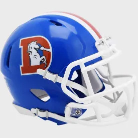 Denver Broncos 1975 to 1996 Blue Throwback Revolution Speed Mini Football Helmet - New in Riddell Box