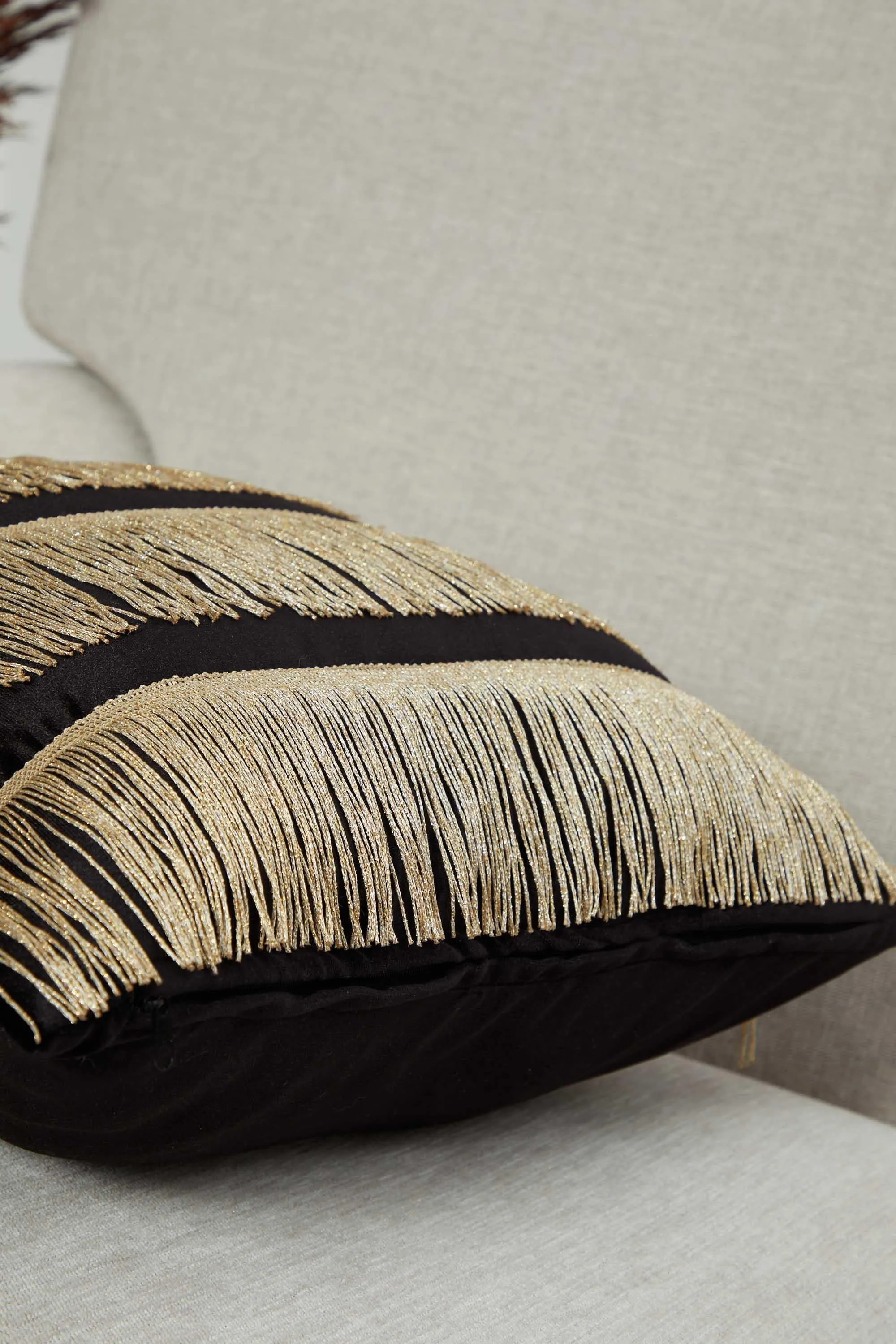 Elegant 18x18 Velvet Pillow Cover with Hanging Fringes, Decorative Cushion Cover for Modern Home Decorations, Housewarming Pillow Gift,K-352