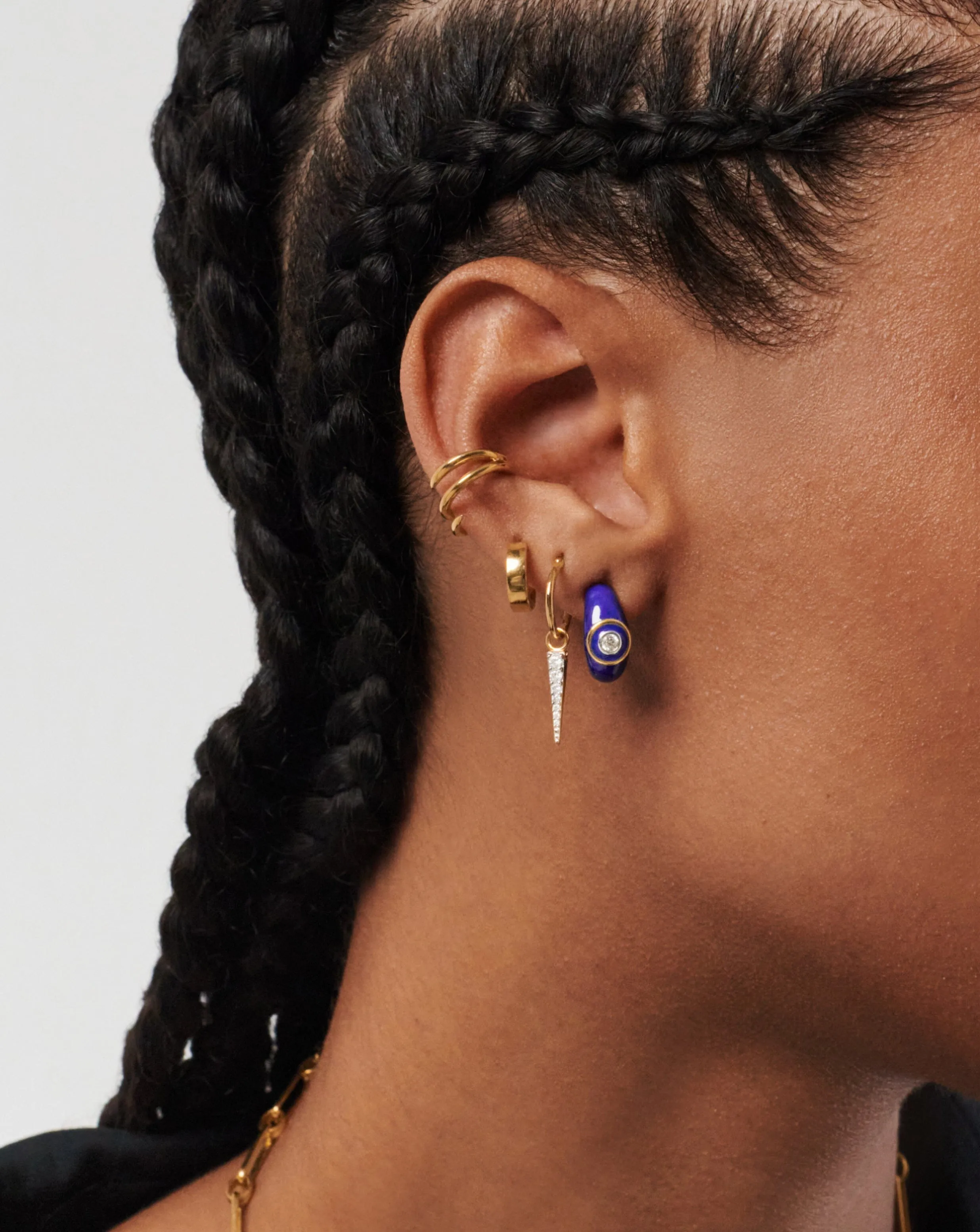 Enamel & Stone Dome Small Hoop Earrings