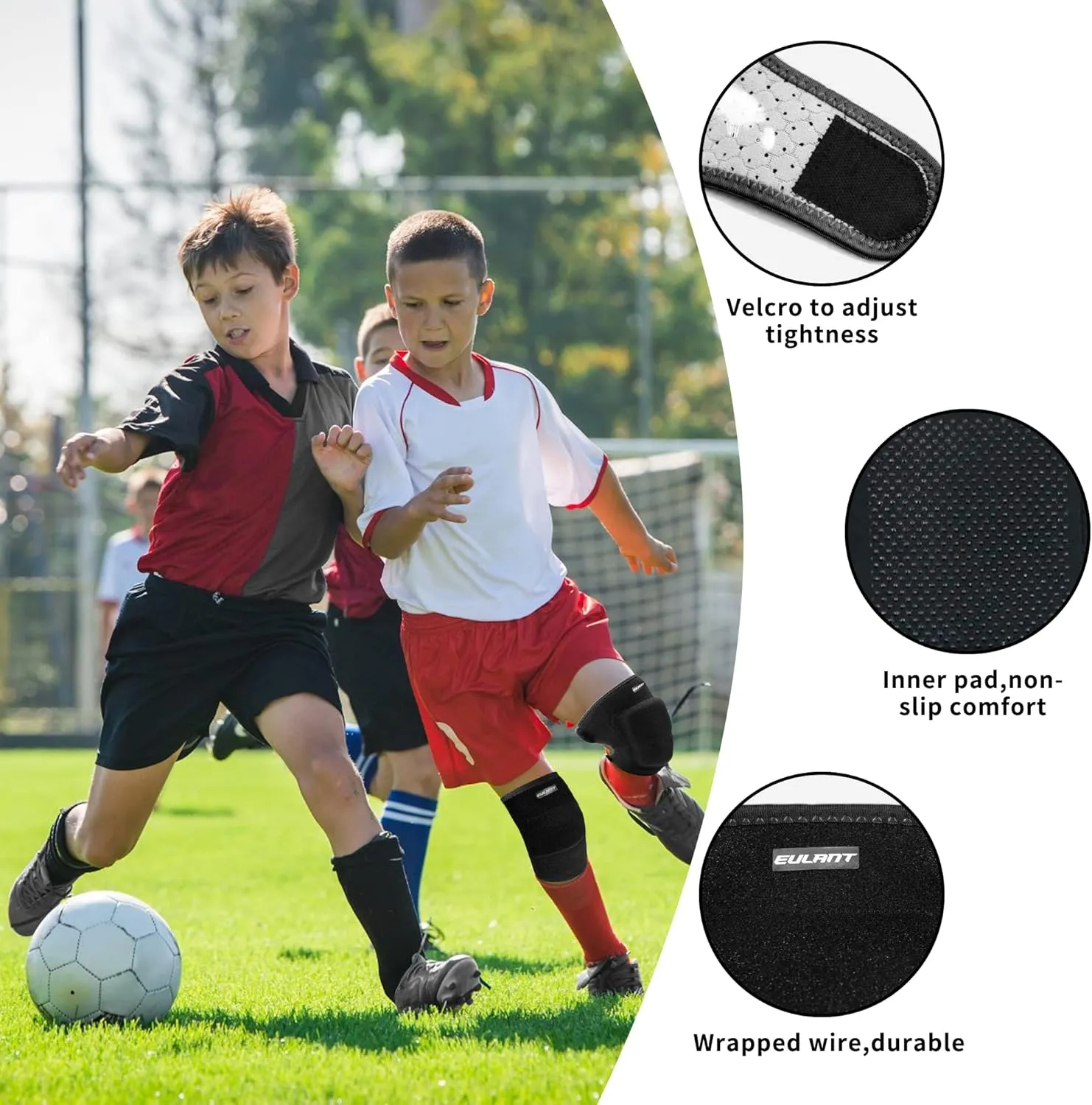Eulant Adjustable Soft Elbow and Knee Pads for Kids, Child Protective Pad Sets for Bicycle, Roller Skating, Basketball, Football, Volleyball, Dancing, Kneeling