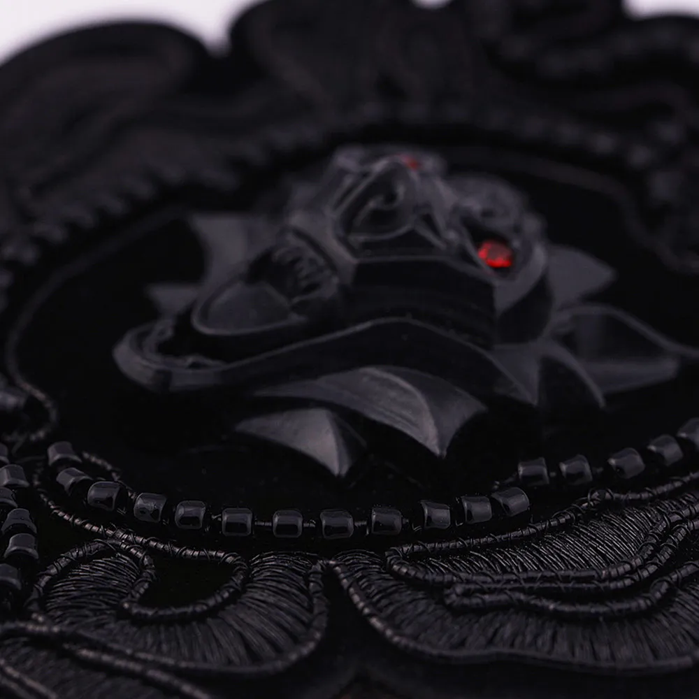 Eye-Catching Roaring Wolf Beaded Embroidery Black Patch