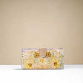 Grey - Original Chain Stitch Embroidery Leather & Velvet Wallet