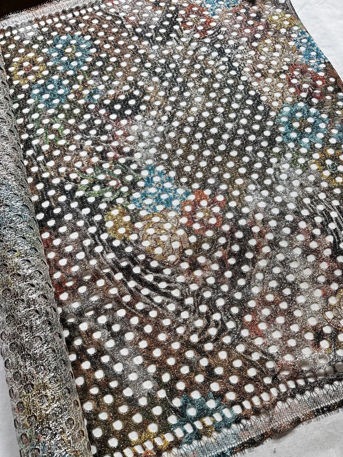 Haute Couture Metallic Floral Net Per 1/2 Yard