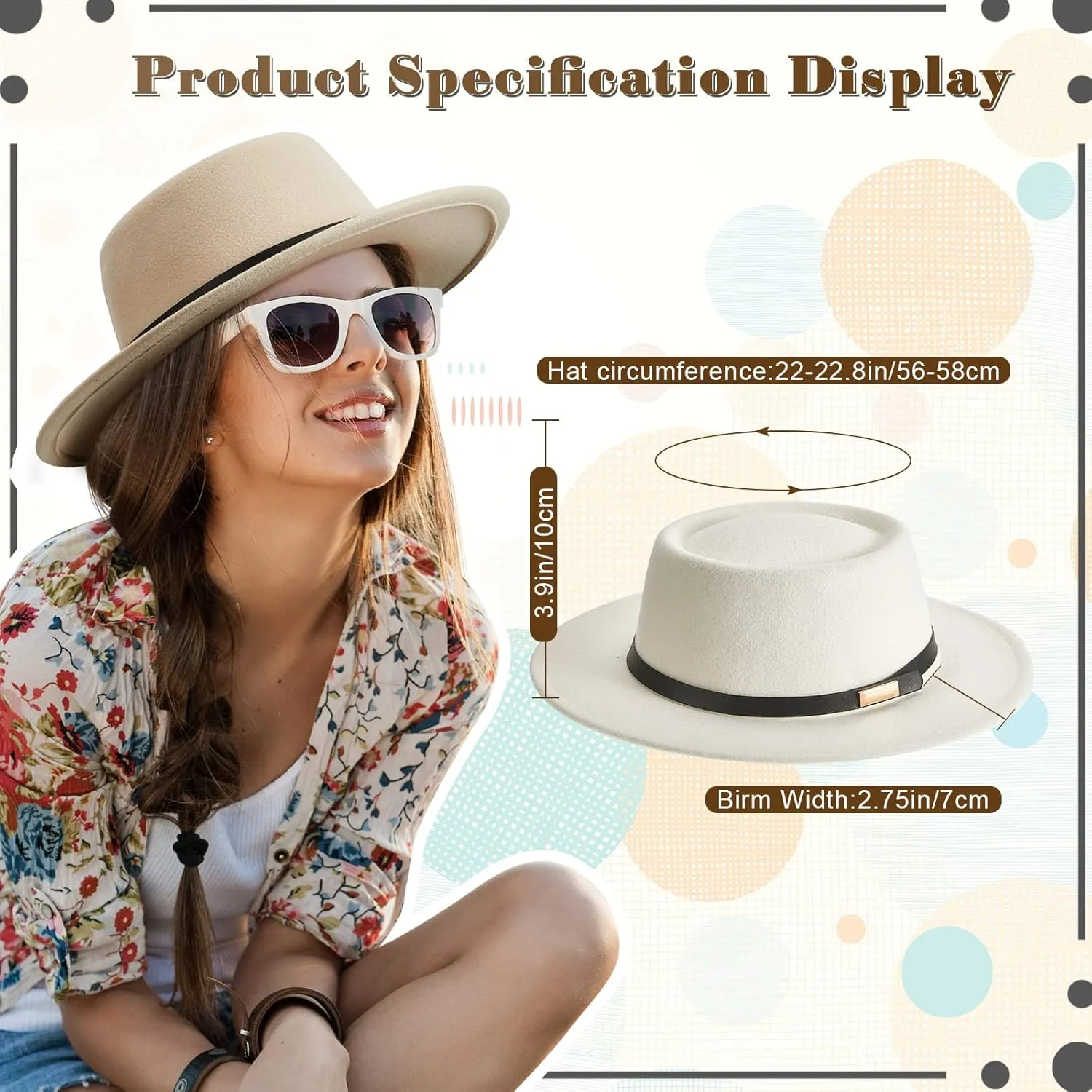 Hercicy 4 Pcs Felt Hats for Women Vintage Wool Panama Felt Boho Pork Pie Hat with Belt, Jazz Headwear