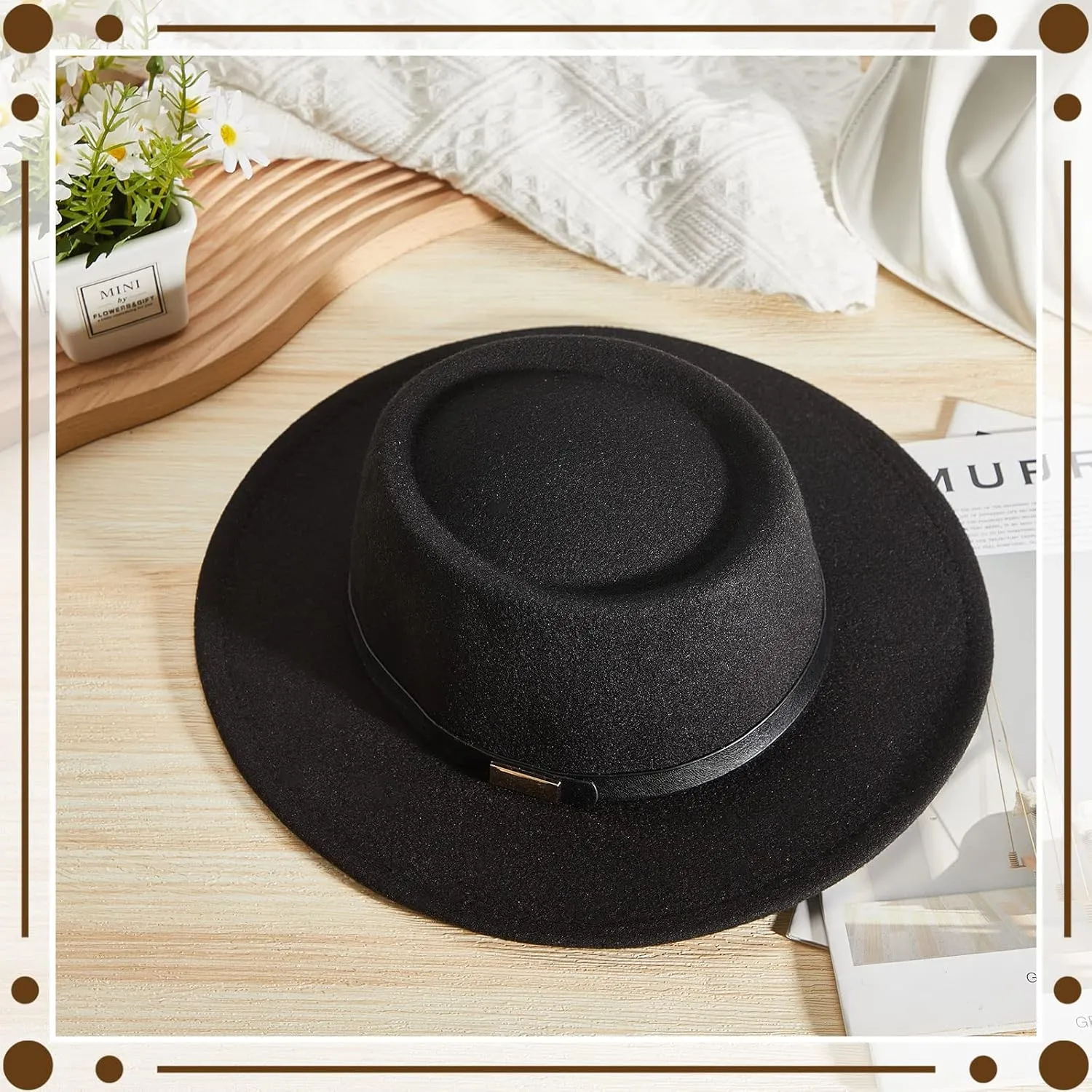 Hercicy 4 Pcs Felt Hats for Women Vintage Wool Panama Felt Boho Pork Pie Hat with Belt, Jazz Headwear