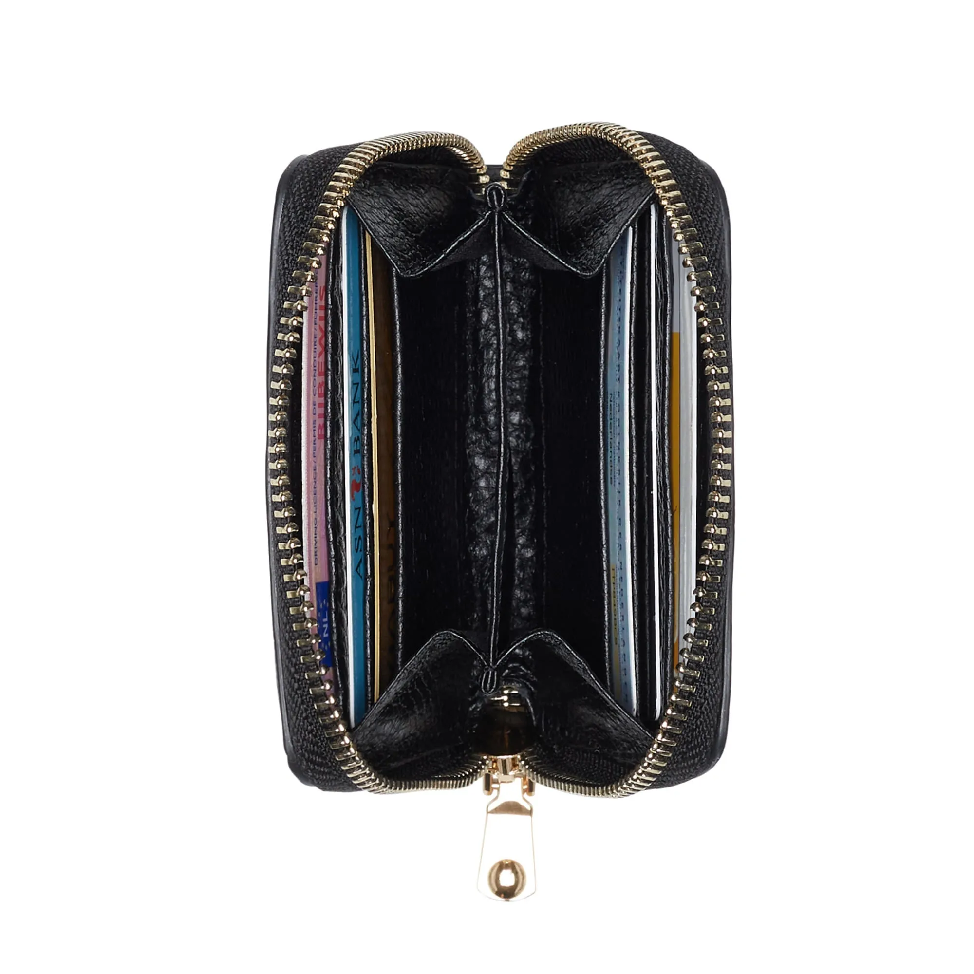 Honoré Jules black calfskin leather zipper wallet