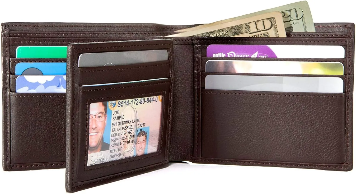 ID Stronghold Extra Capacity Bifold Wallet for Men - RFID Blocking Genuine Leather Wallet