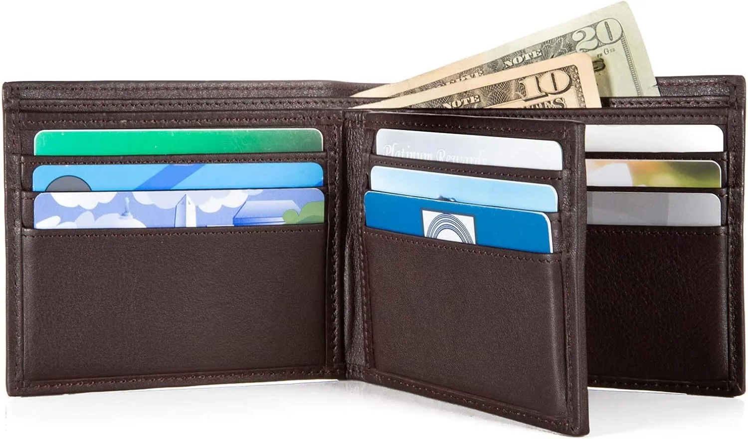 ID Stronghold Extra Capacity Bifold Wallet for Men - RFID Blocking Genuine Leather Wallet