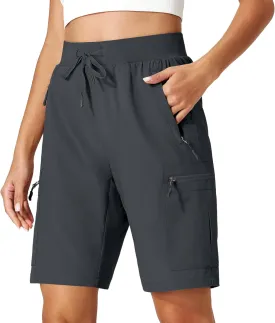 Ksmien Women's Hiking Cargo Shorts Quick Dry Lightweight Summer Shorts with Zipper Pockets for Travel Golf Camping