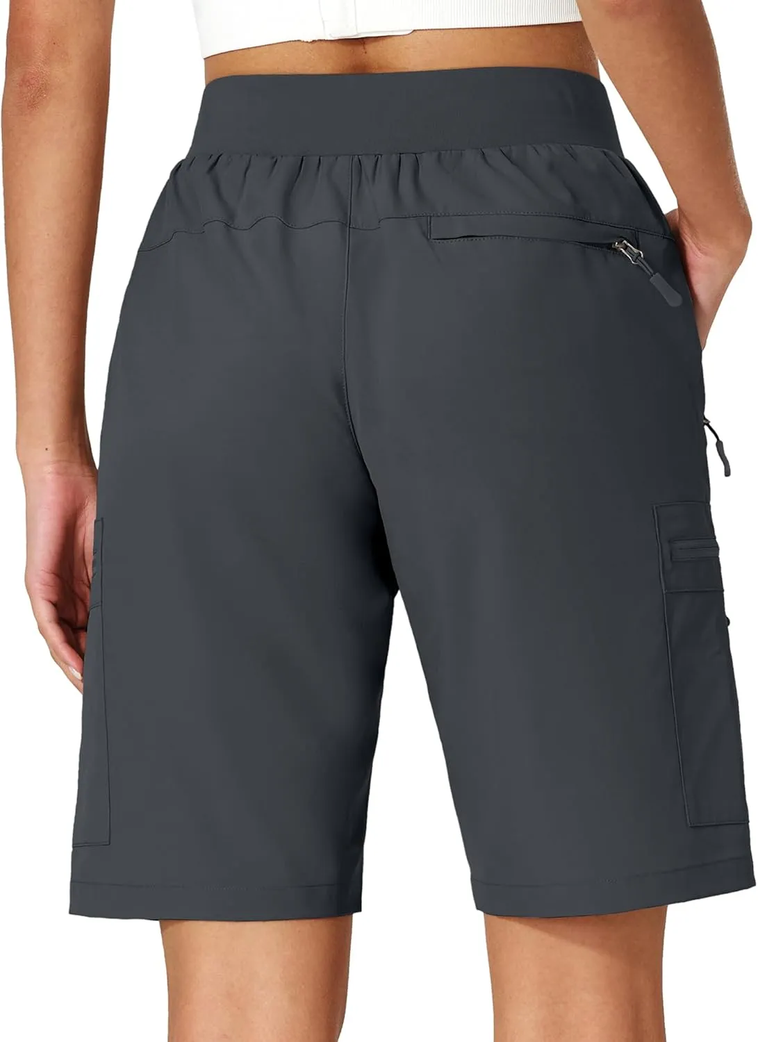 Ksmien Women's Hiking Cargo Shorts Quick Dry Lightweight Summer Shorts with Zipper Pockets for Travel Golf Camping