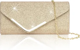 Larcenciel Clutch Purses for Women, Shiny Sequin Envelope Clutch Evening Bag with Chain, Fashion Sparkly Party Prom Purse