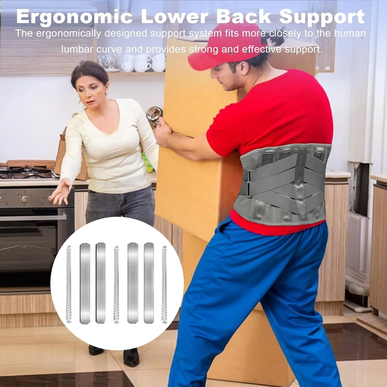 Lower Back Support Brace for Pain Relief, Adjustable Lumbar Support Belt for Herniated Disc and Sciatica, Breathable Design for Men and Women, XL, Dark Gray