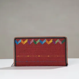Maroon - Tribal Hand Embroidered Jute Passport Cover