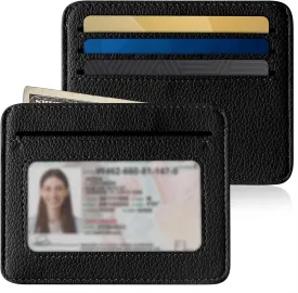 Mayski Credit Card Holder for Women Minimalist Wallet, RFID Blocking Wallets Card Cases, Small Wallets with ID Window for Women Men, Black