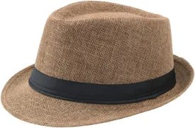 Men Fedora Hats Linen Jazz Caps Classic Solid CurlyStraw Hat Summer Sun Beach Hat Outdoor UV Protection Hat