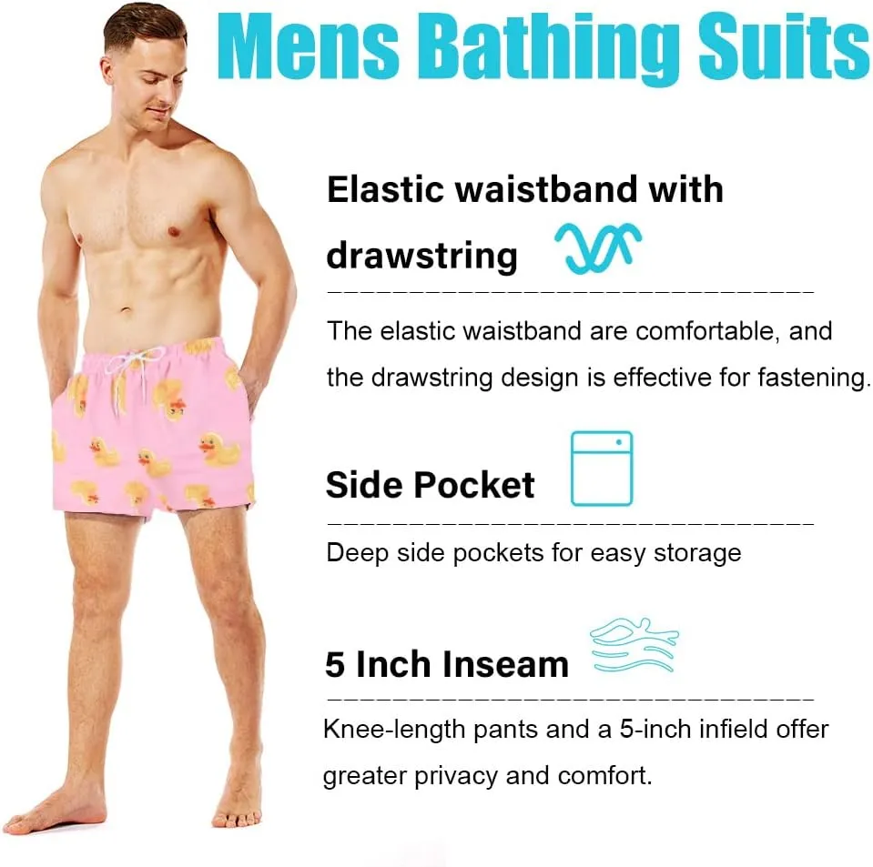 Men's Duck Swim Trunks Bathing Suits Swimming Shorts with Mesh Liner