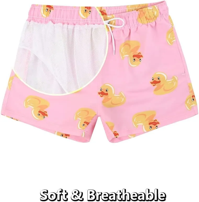Men's Duck Swim Trunks Bathing Suits Swimming Shorts with Mesh Liner