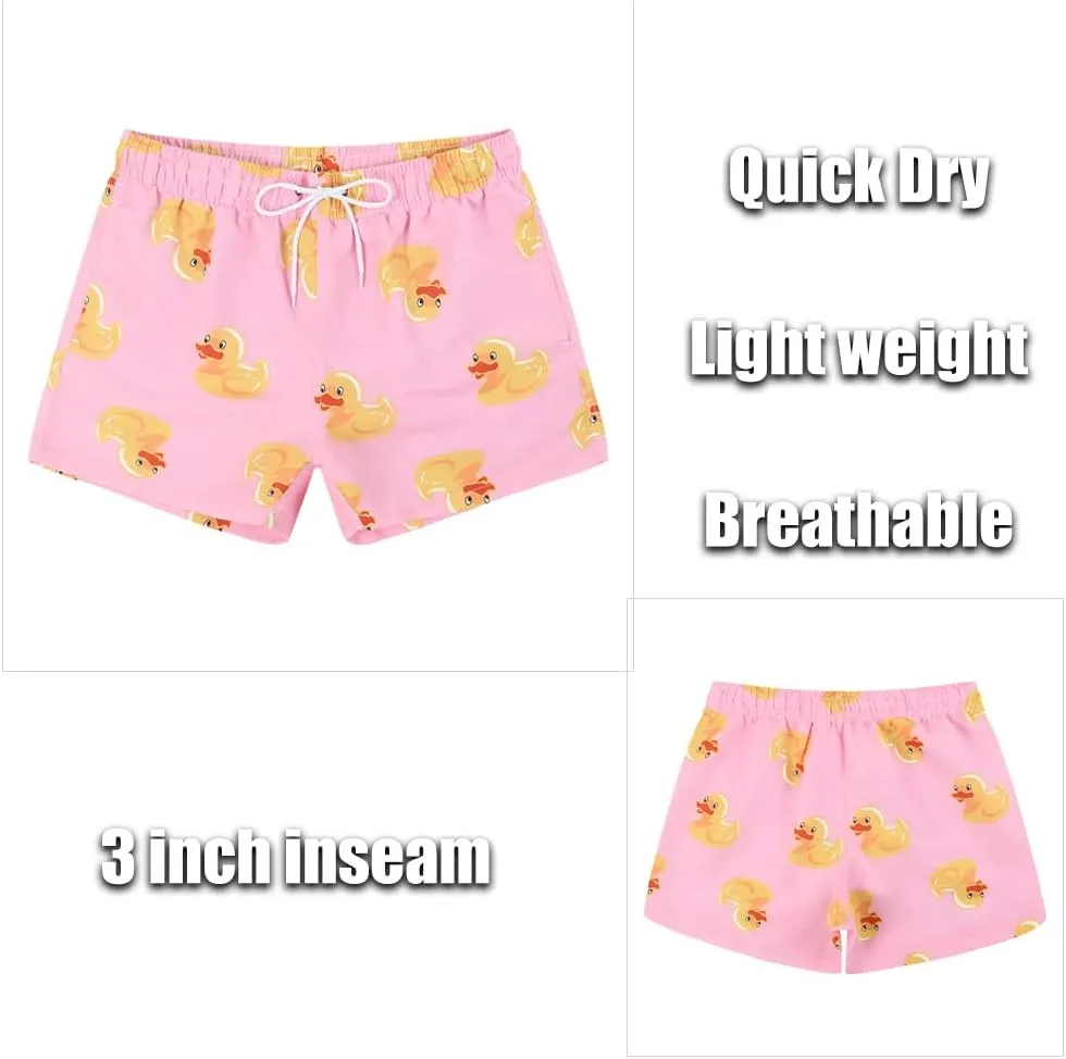 Men's Duck Swim Trunks Bathing Suits Swimming Shorts with Mesh Liner