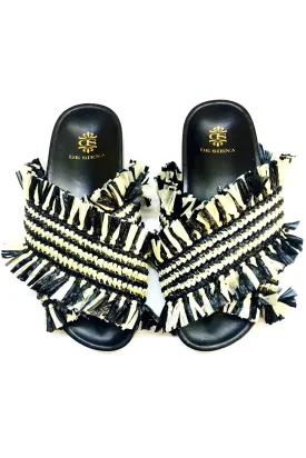 MILENA BLACK TWO TONE  CRISS-CROSS FUSSBETT